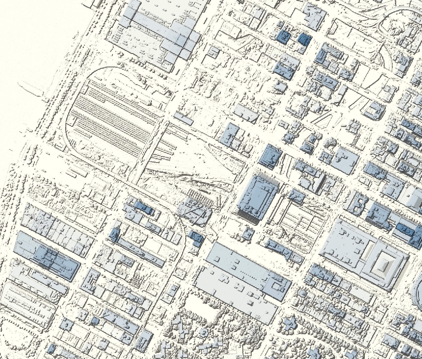Surface model of Hudson Yards in March–April 2014, before the towers