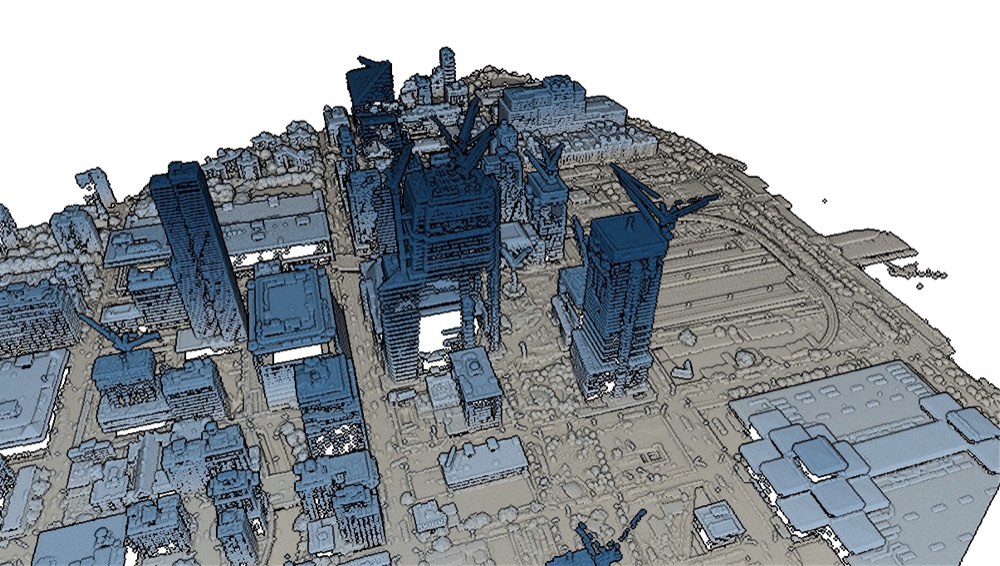 3D LiDAR point cloud of Hudson Yards, coloured by height