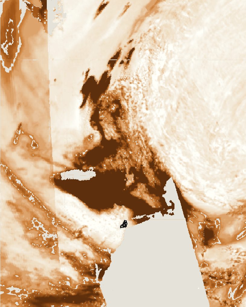 Aerosol index on 6 June 2023: the plume moving south over upstate New York and Pennsylvania