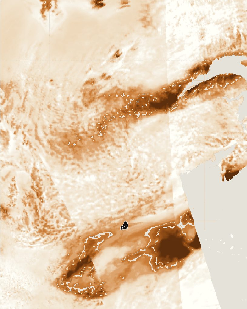 Aerosol index on 8 June 2023: the plume pushed out over the Atlantic