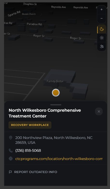 Another resource card on a phone, showing address, phone and website