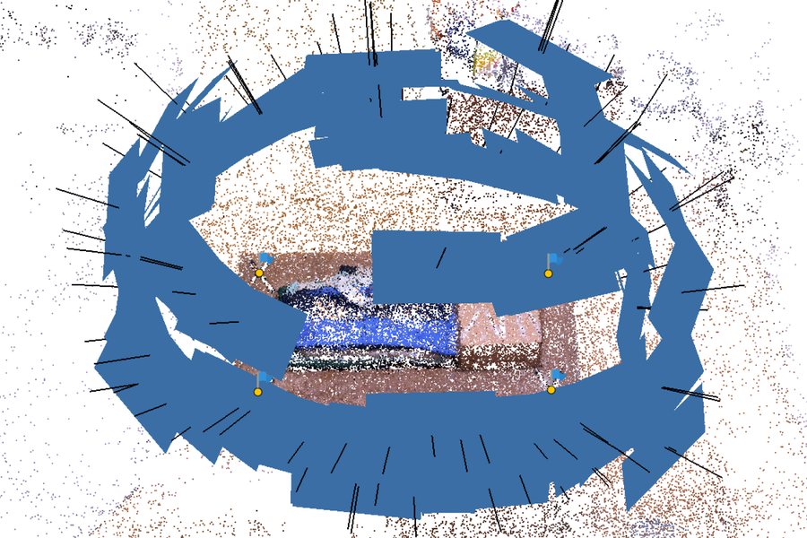 Sparse cloud of tie points with the camera positions circling the table